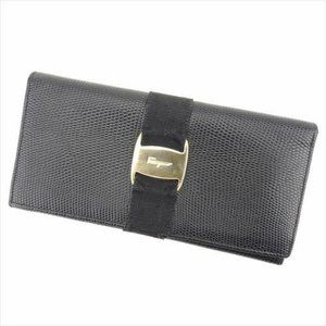 Salvatore Ferragamo Wallet Purse Vera Black leather Woman Authentic Used S1013
